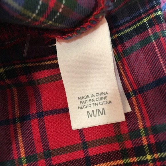 Victoria’s Secret Pink Red Navy Blue Plaid Button Up Pajama Sleep Shirt Medium - Picture 11 of 12